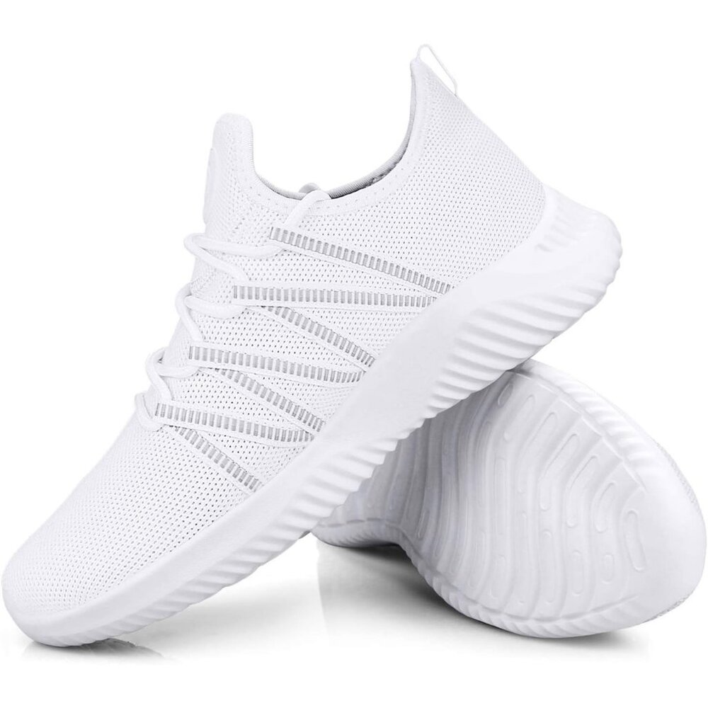 Men's White Breathable Lightweight Comfortable Non Slip Fashion Sneakers - Picture 6 of 6